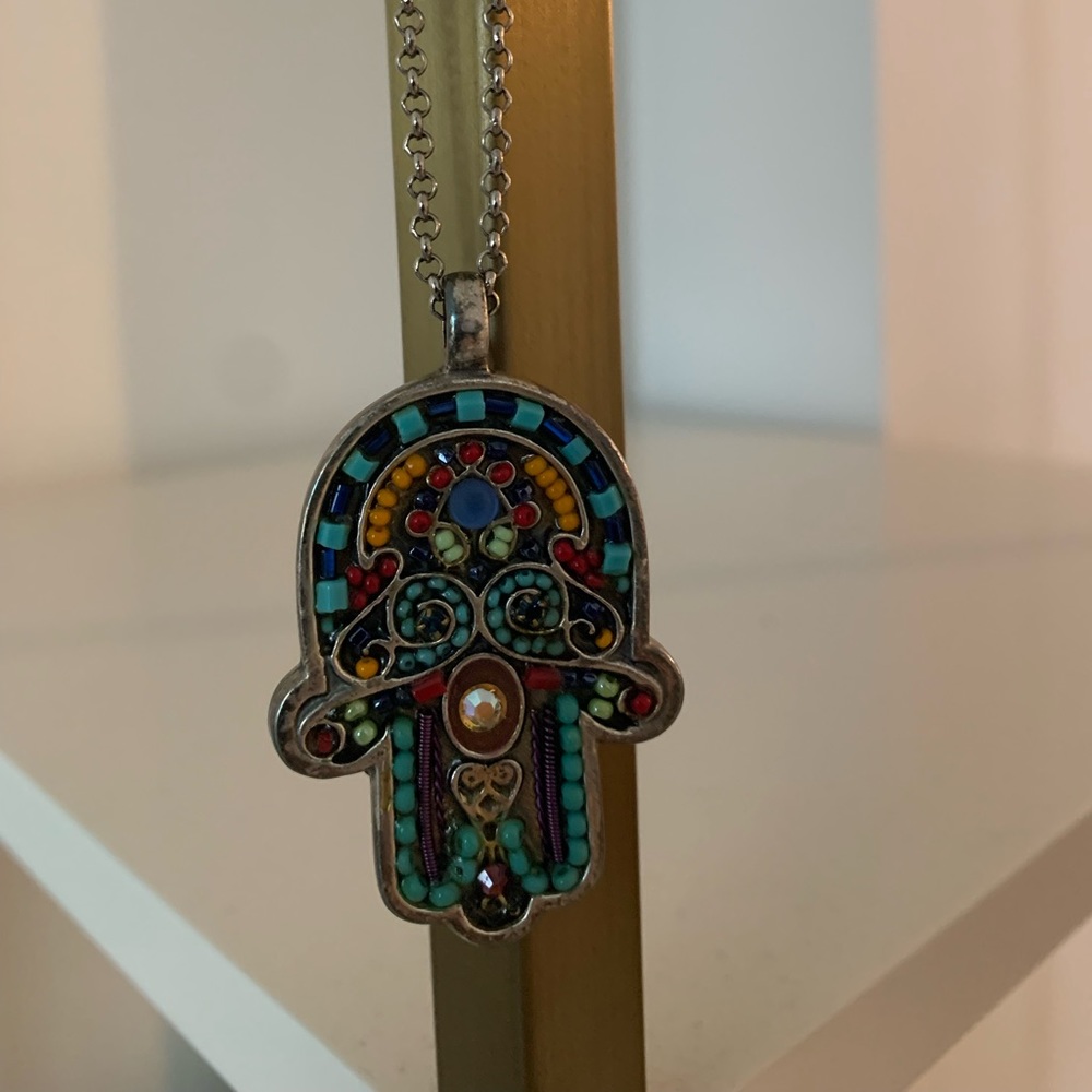 Beaded hamsa necklace